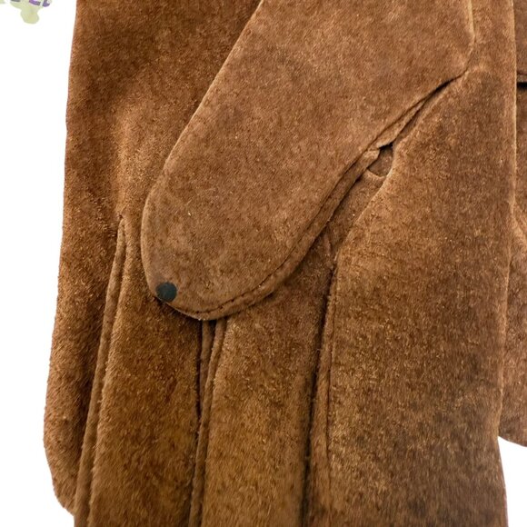 GRANDOE Brown Suede Gloves Womens Medium Genuine Leather - Picture 11 of 11